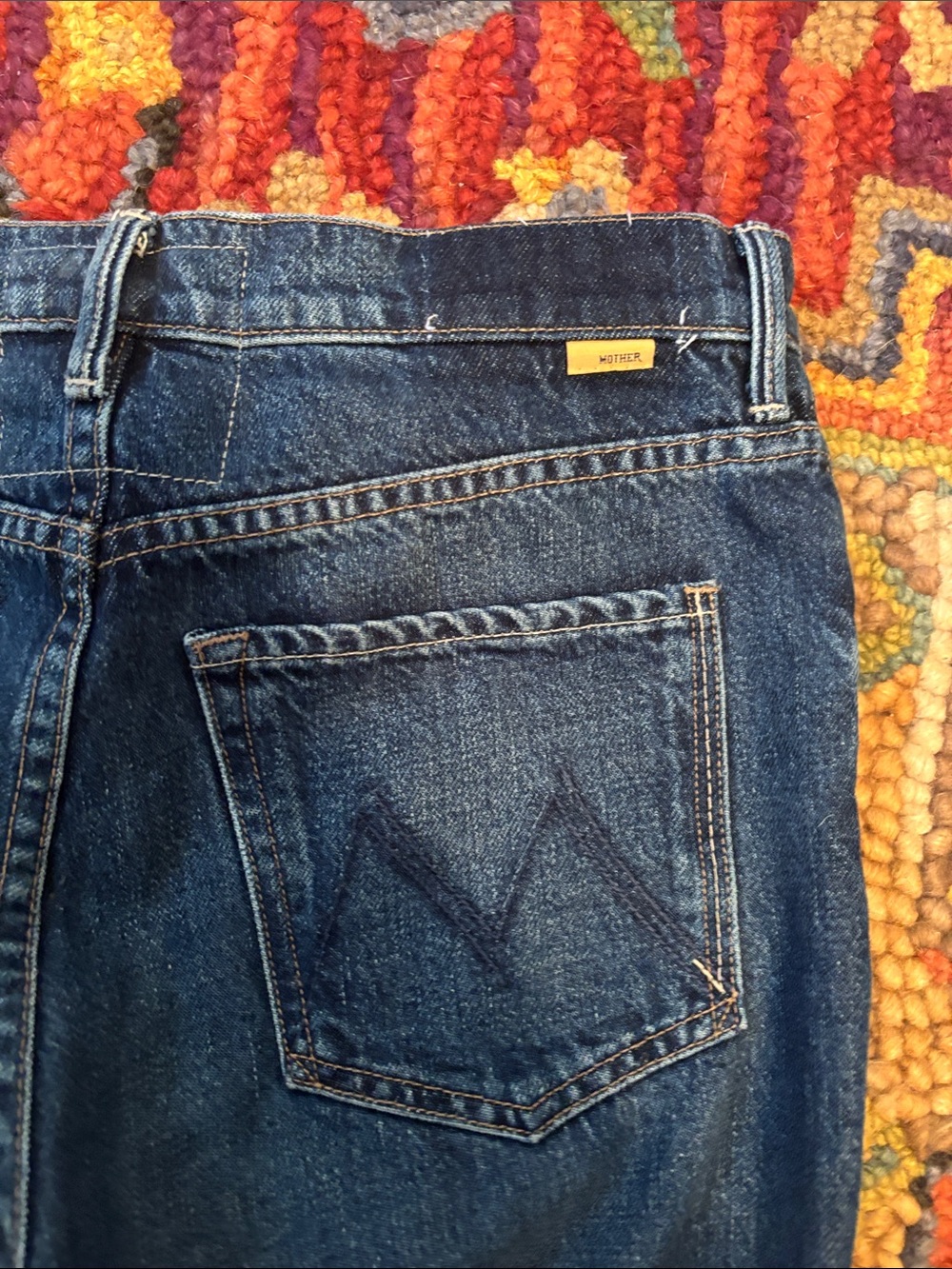 Lil’ MOTHER Cuffed Wide Leg Jeans in Dark Blue - Picture 7 of 8